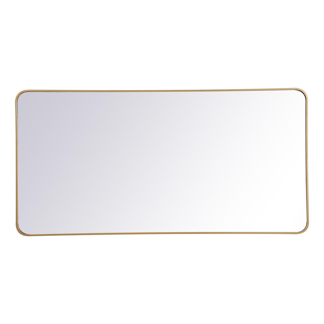 Soft Corner Metal Rectangular Mirror in Brass by Elegant