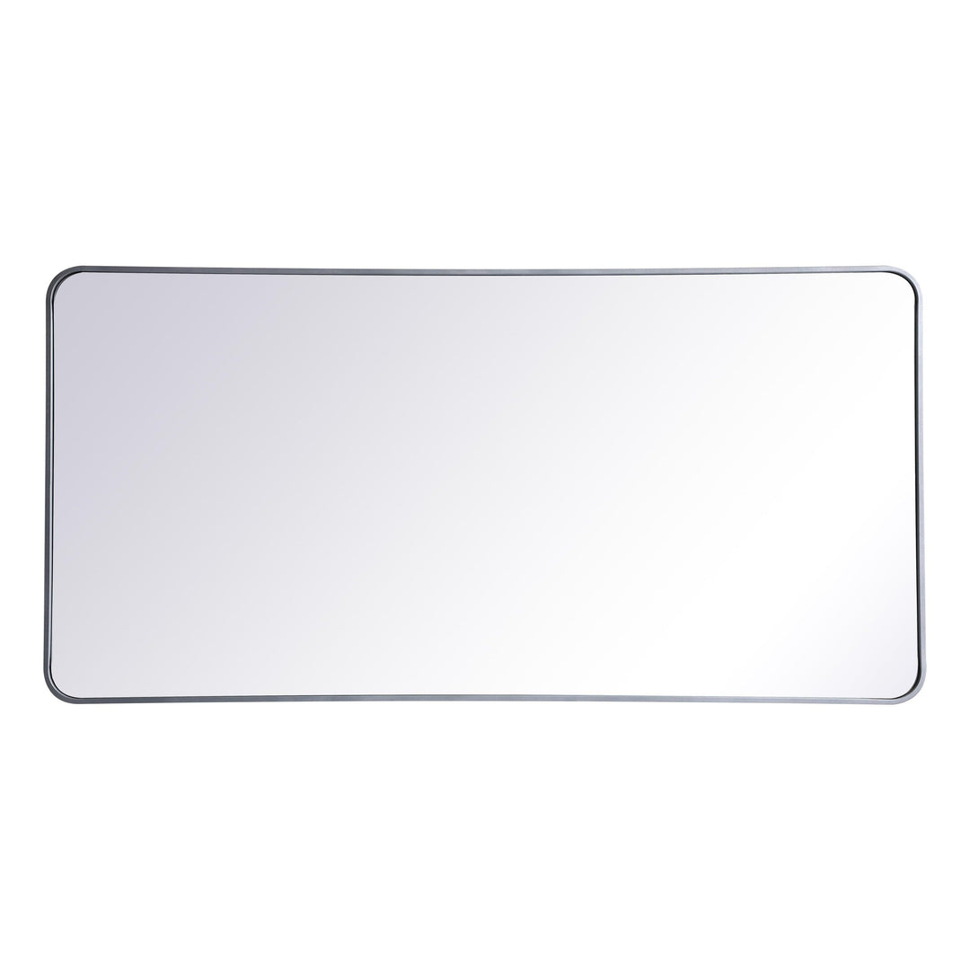 Soft Corner Metal Rectangular Mirror in Silver by Elegant