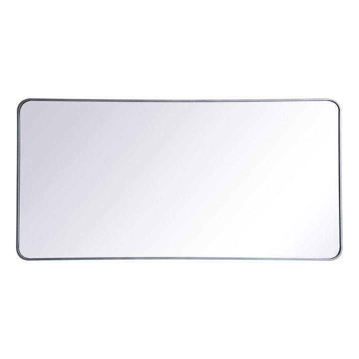 Soft Corner Metal Rectangular Mirror in Silver by Elegant