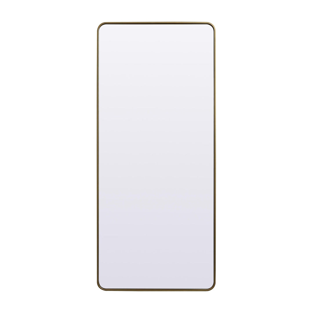 Soft Corner Metal Rectangle Mirror in Brass by Elegant