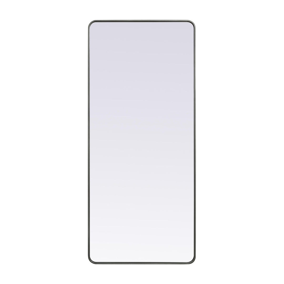 Soft Corner Metal Rectangle Mirror in Silver by Elegant