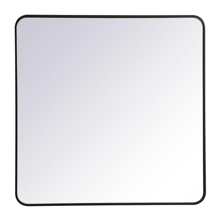 Soft Corner Metal Rectangular Mirror in Black by Elegant