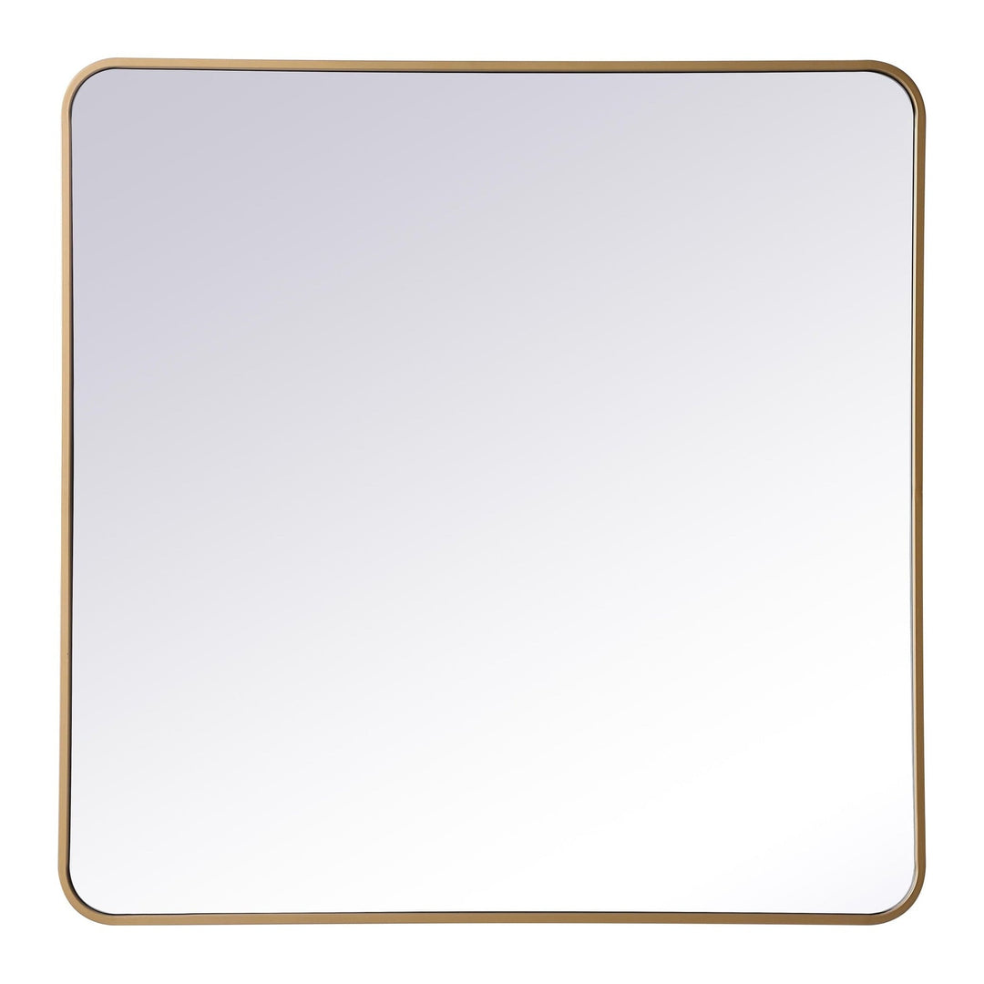 Soft Corner Metal Rectangular Mirror in Brass by Elegant