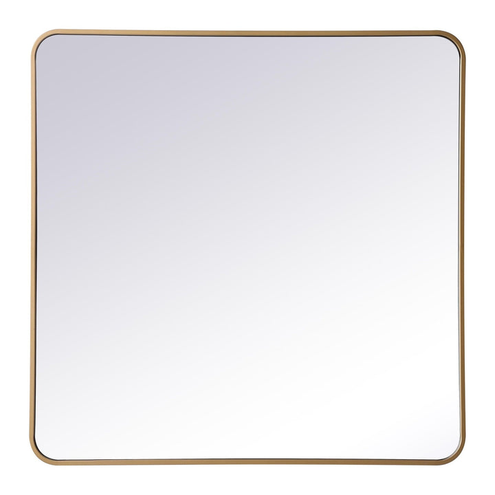 Soft Corner Metal Rectangular Mirror in Brass by Elegant