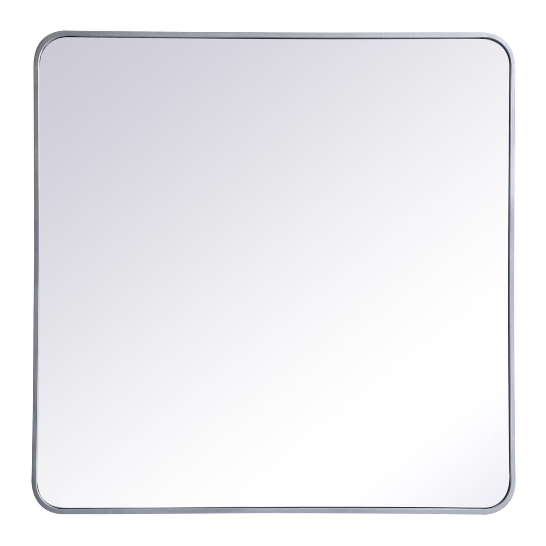 Soft Corner Metal Rectangular Mirror in Silver by Elegant