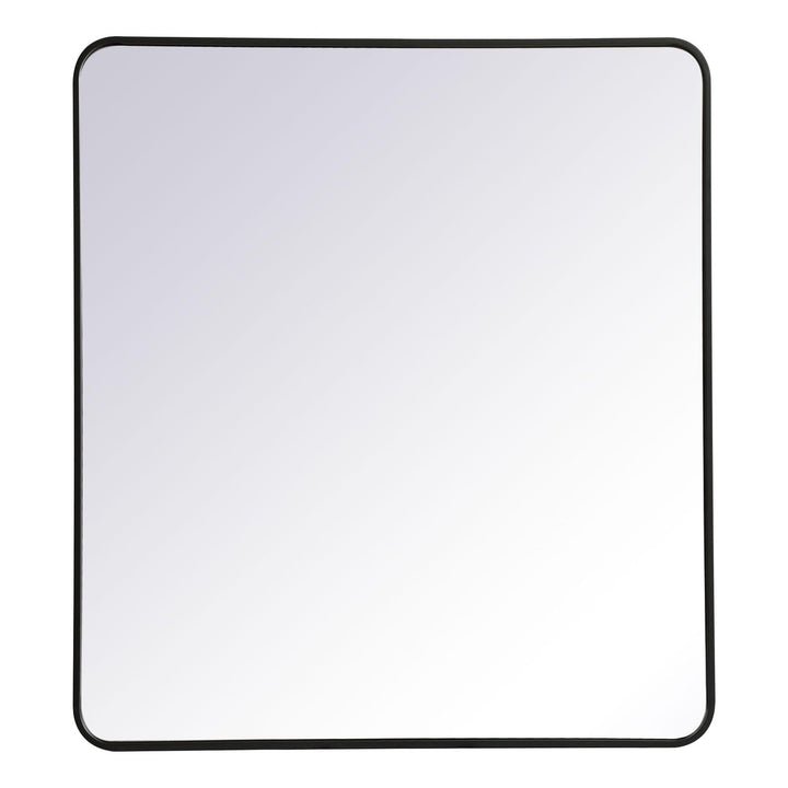 Soft Corner Metal Rectangular Mirror in Black by Elegant