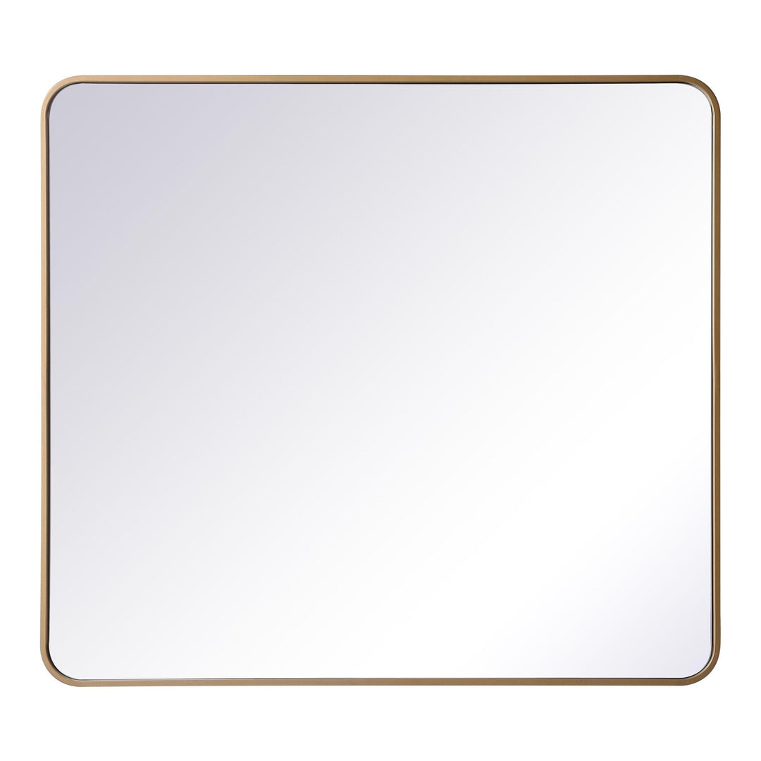 Soft Corner Metal Rectangular Mirror in Brass by Elegant
