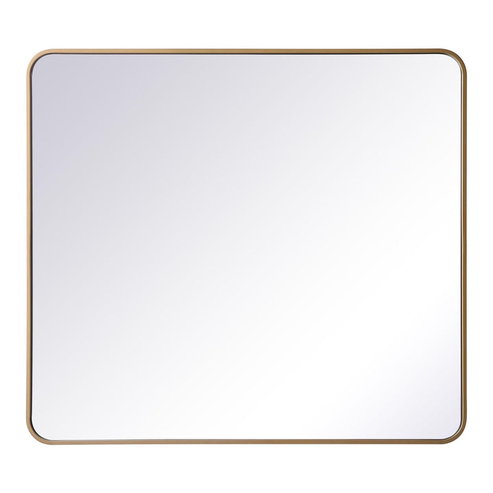 Soft Corner Metal Rectangular Mirror in Brass by Elegant