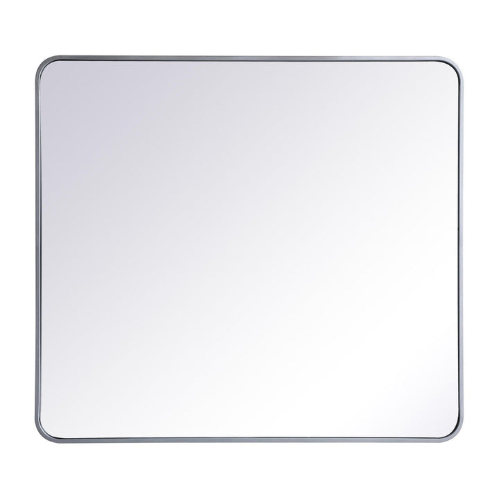 Soft Corner Metal Rectangular Mirror in Silver by Elegant