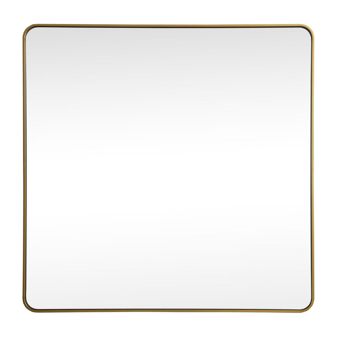 Soft Corner Metal Square Mirror in Brass by Elegant