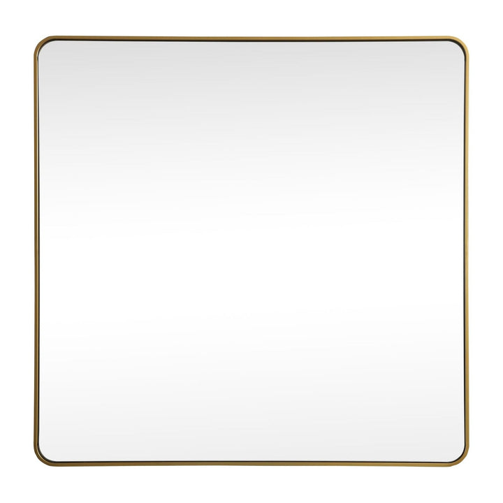 Soft Corner Metal Square Mirror in Brass by Elegant