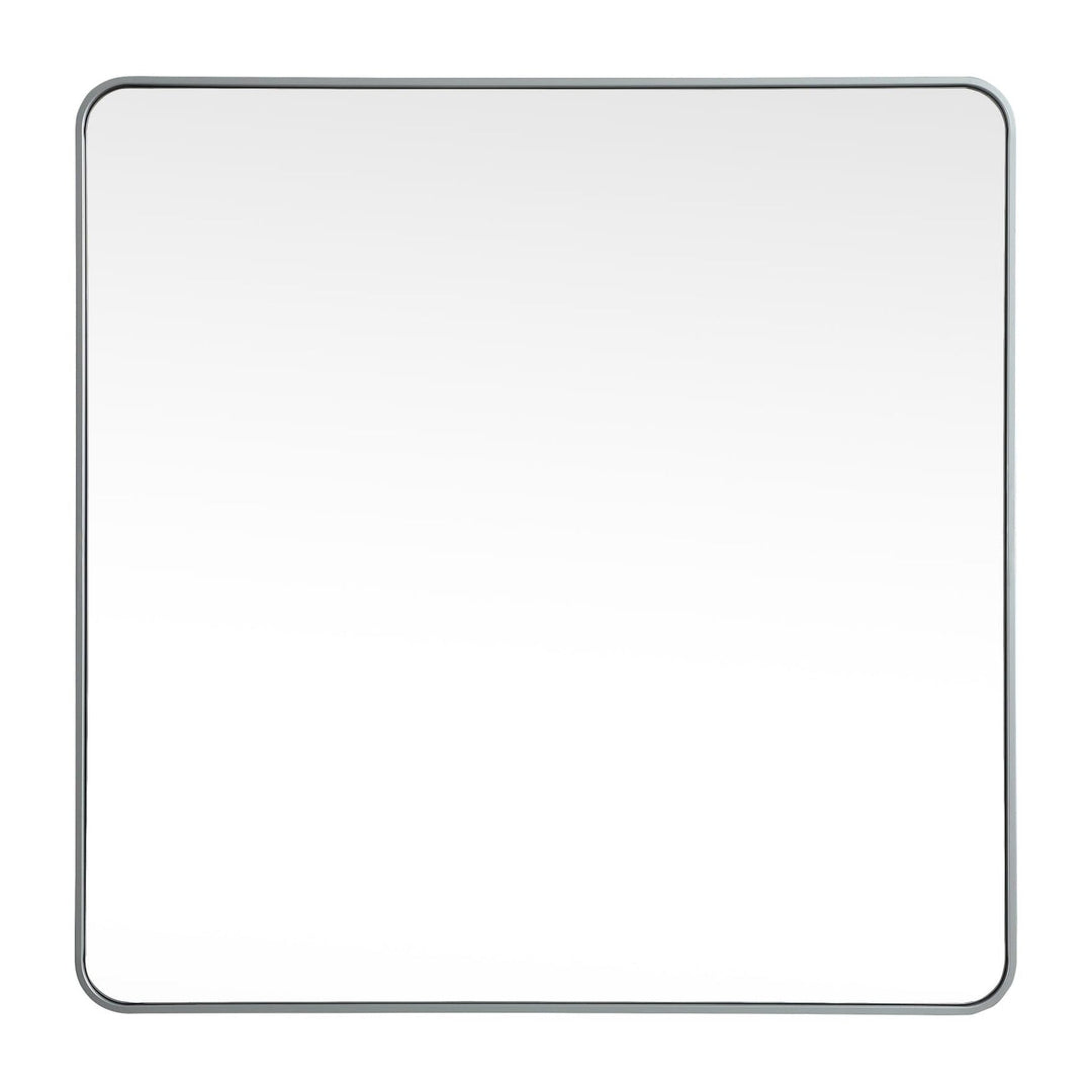 Soft Corner Metal Square Mirror in Silver by Elegant