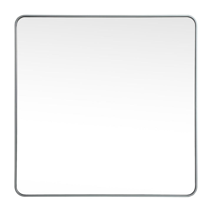 Soft Corner Metal Square Mirror in Silver by Elegant
