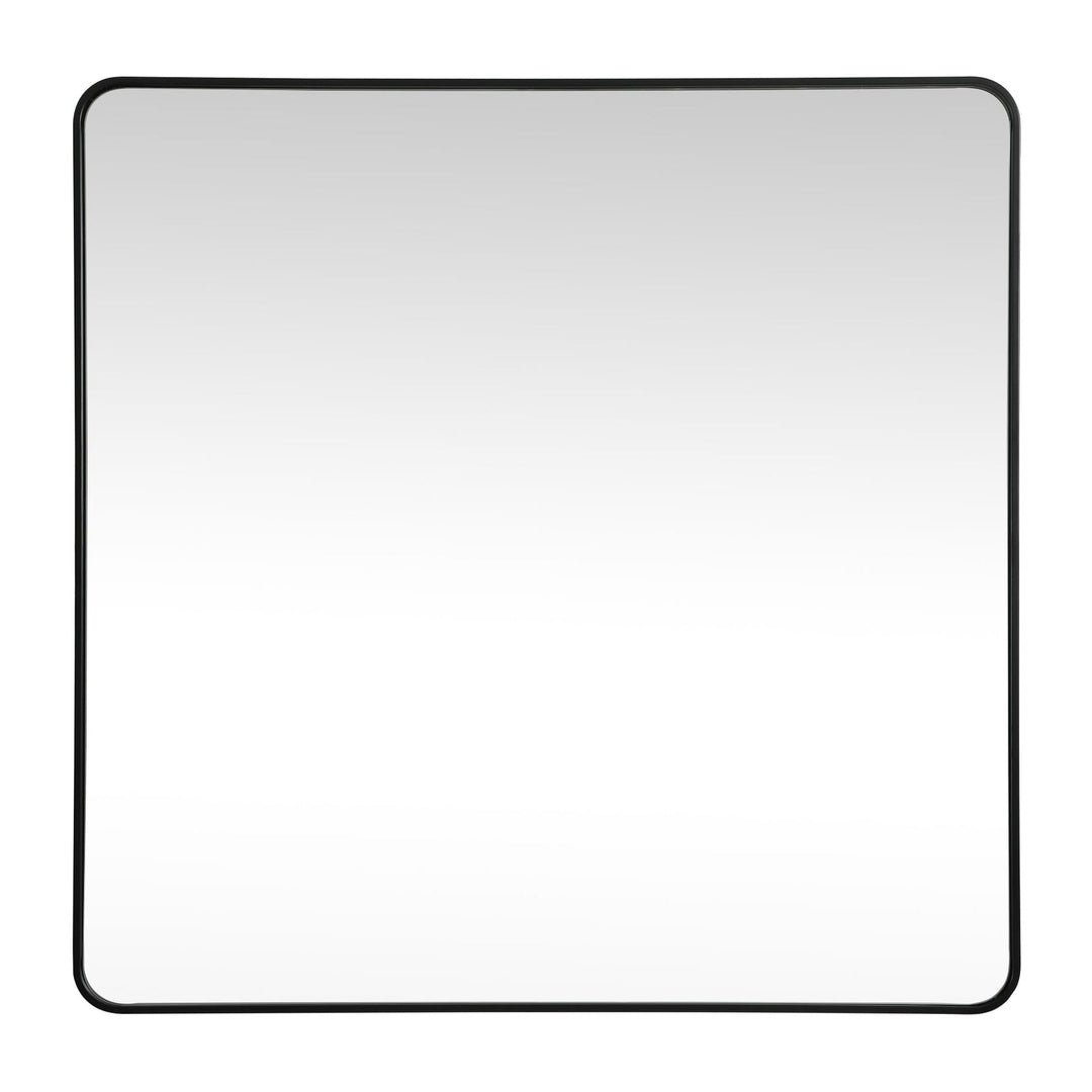 Soft Corner Metal Square Mirror in Black by Elegant