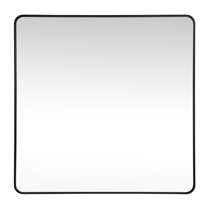 Soft Corner Metal Square Mirror in Black by Elegant