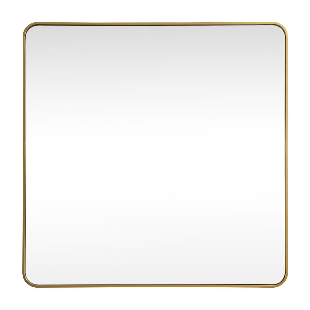 Soft Corner Metal Square Mirror in Brass by Elegant
