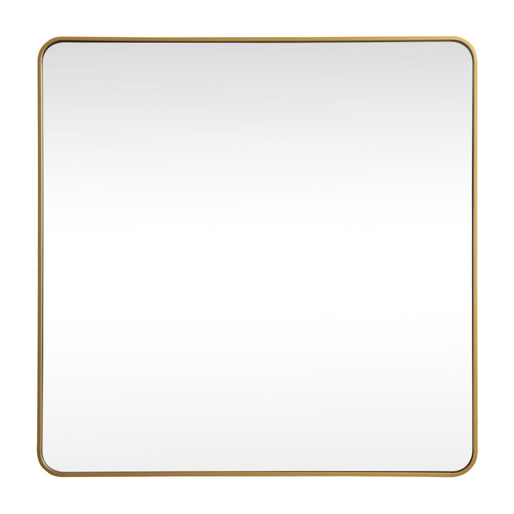 Soft Corner Metal Square Mirror in Brass by Elegant