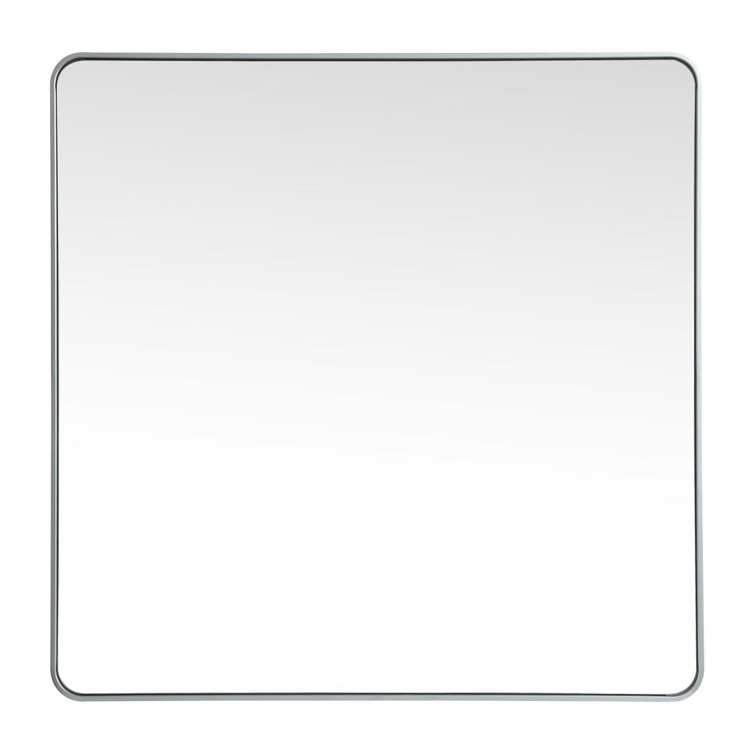 Soft Corner Metal Square Mirror in Silver by Elegant