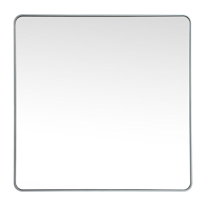 Soft Corner Metal Square Mirror in Silver by Elegant