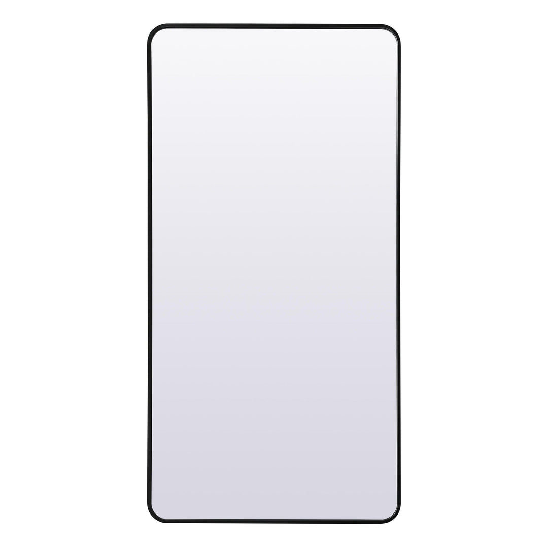 Soft Corner Metal Rectangle Full Length Mirror in Black by Elegant