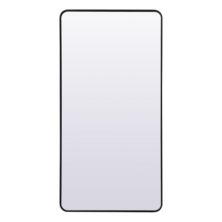 Soft Corner Metal Rectangle Full Length Mirror in Black by Elegant