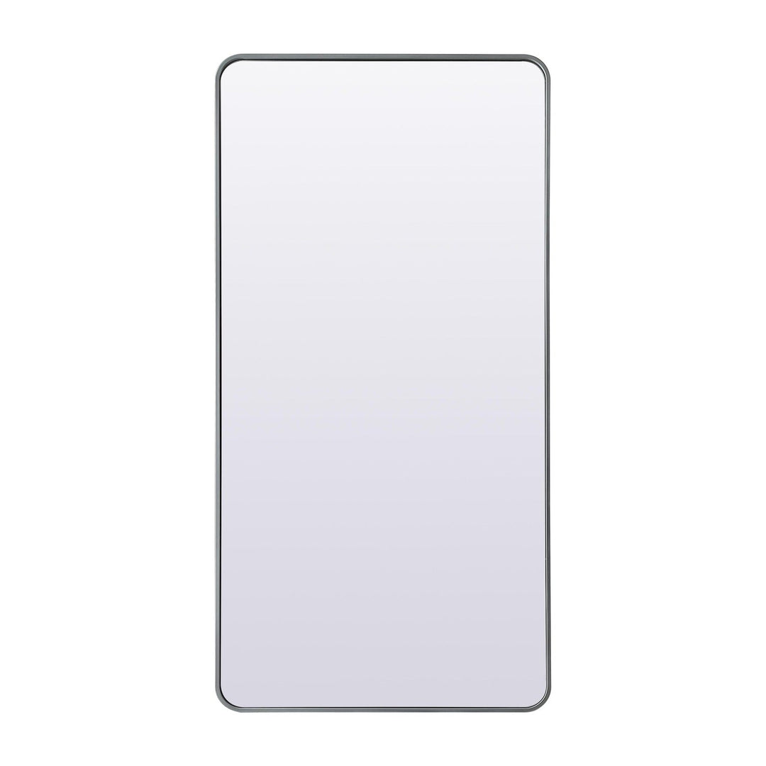 Soft Corner Metal Rectangle Full Length Mirror in Silver by Elegant