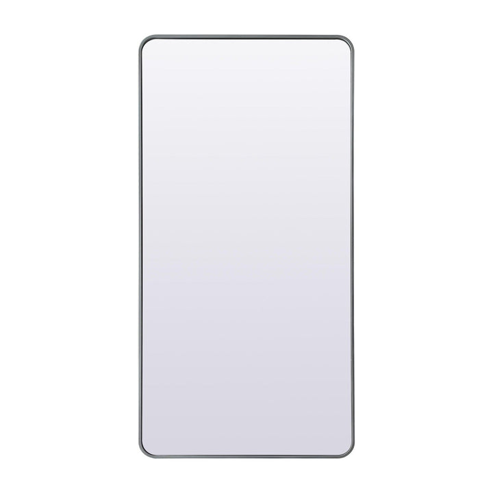 Soft Corner Metal Rectangle Full Length Mirror in Silver by Elegant