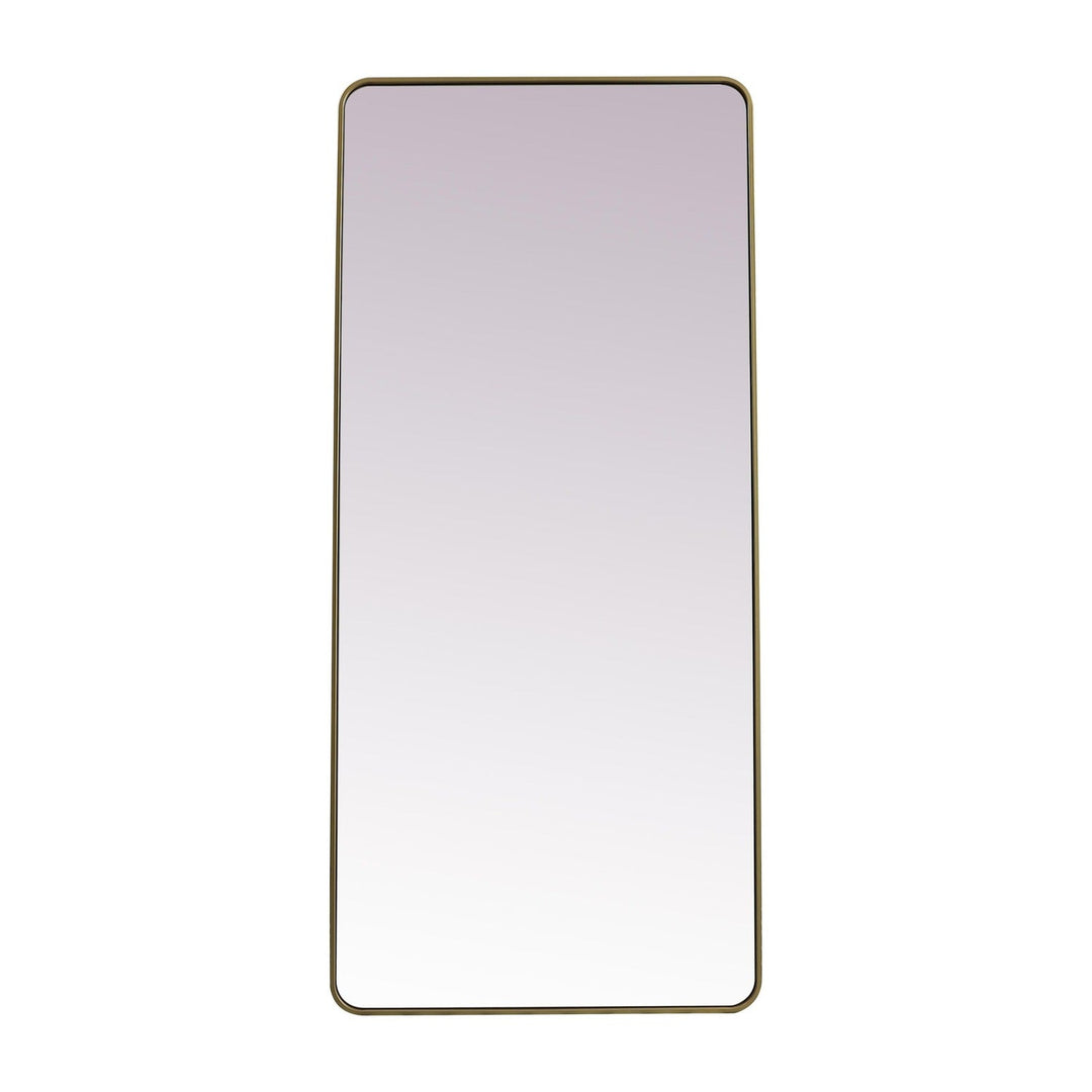 Soft Corner Metal Rectangle Full Length Mirror in Brass by Elegant