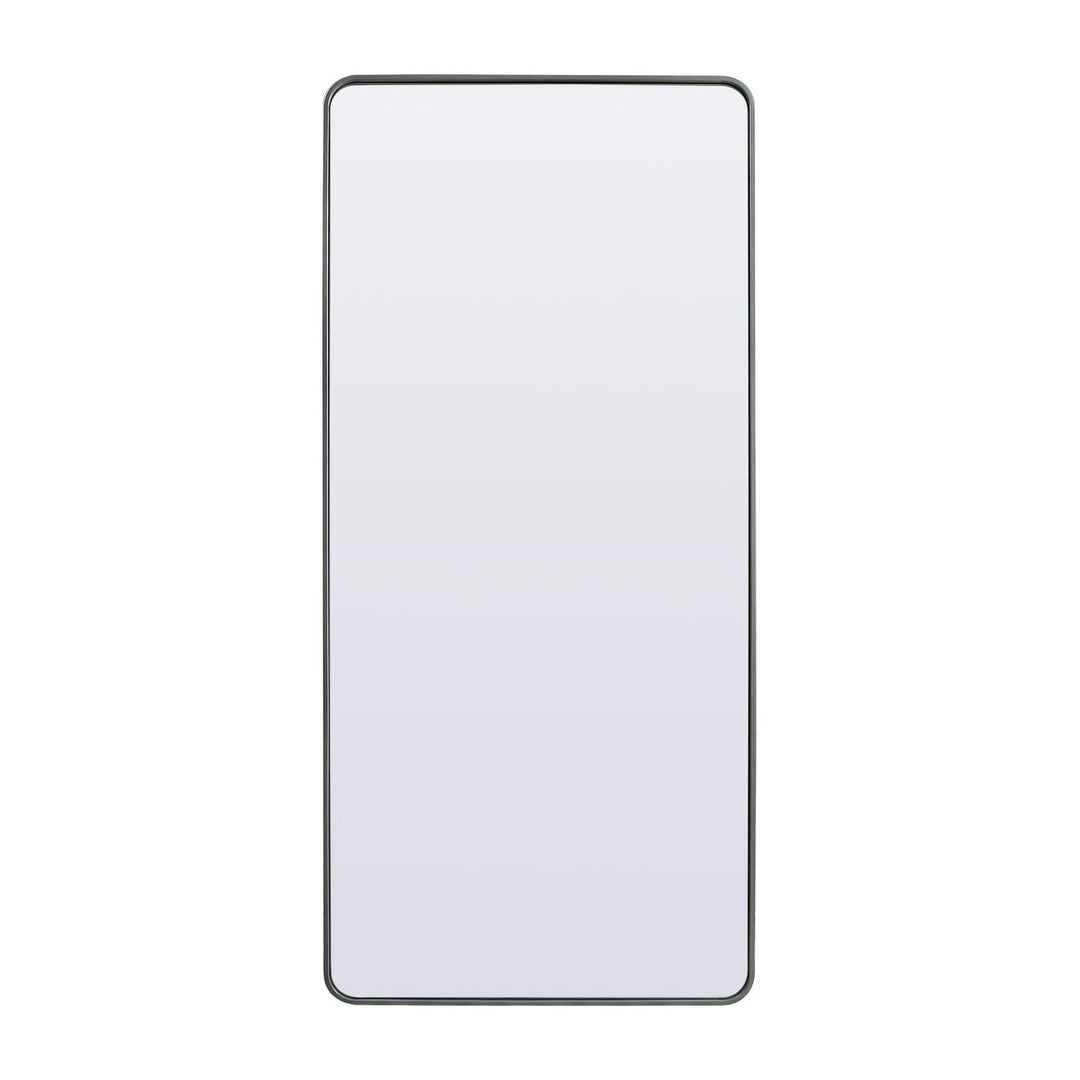 Soft Corner Metal Rectangle Full Length Mirror in Silver by Elegant