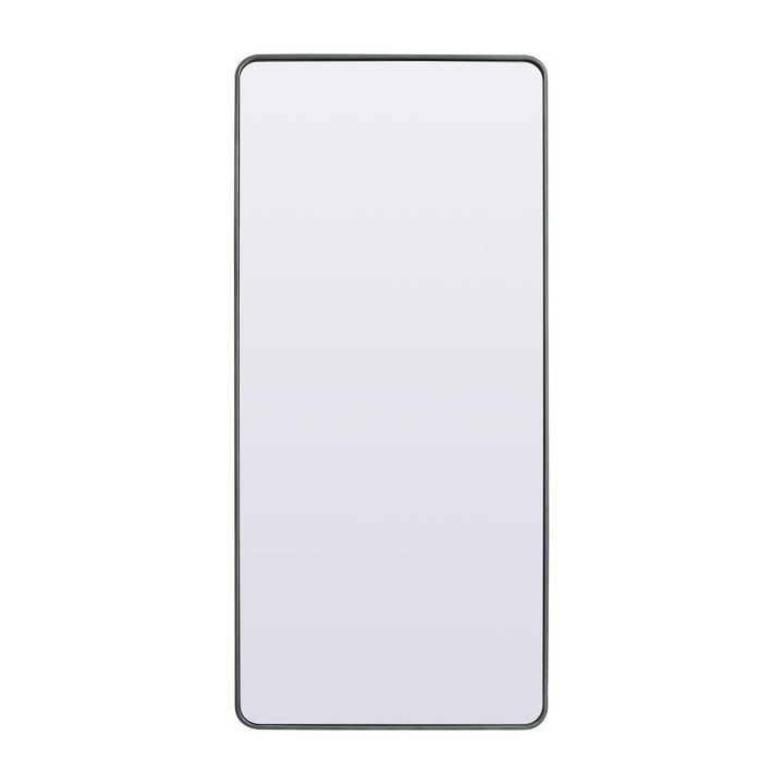 Soft Corner Metal Rectangle Full Length Mirror in Silver by Elegant