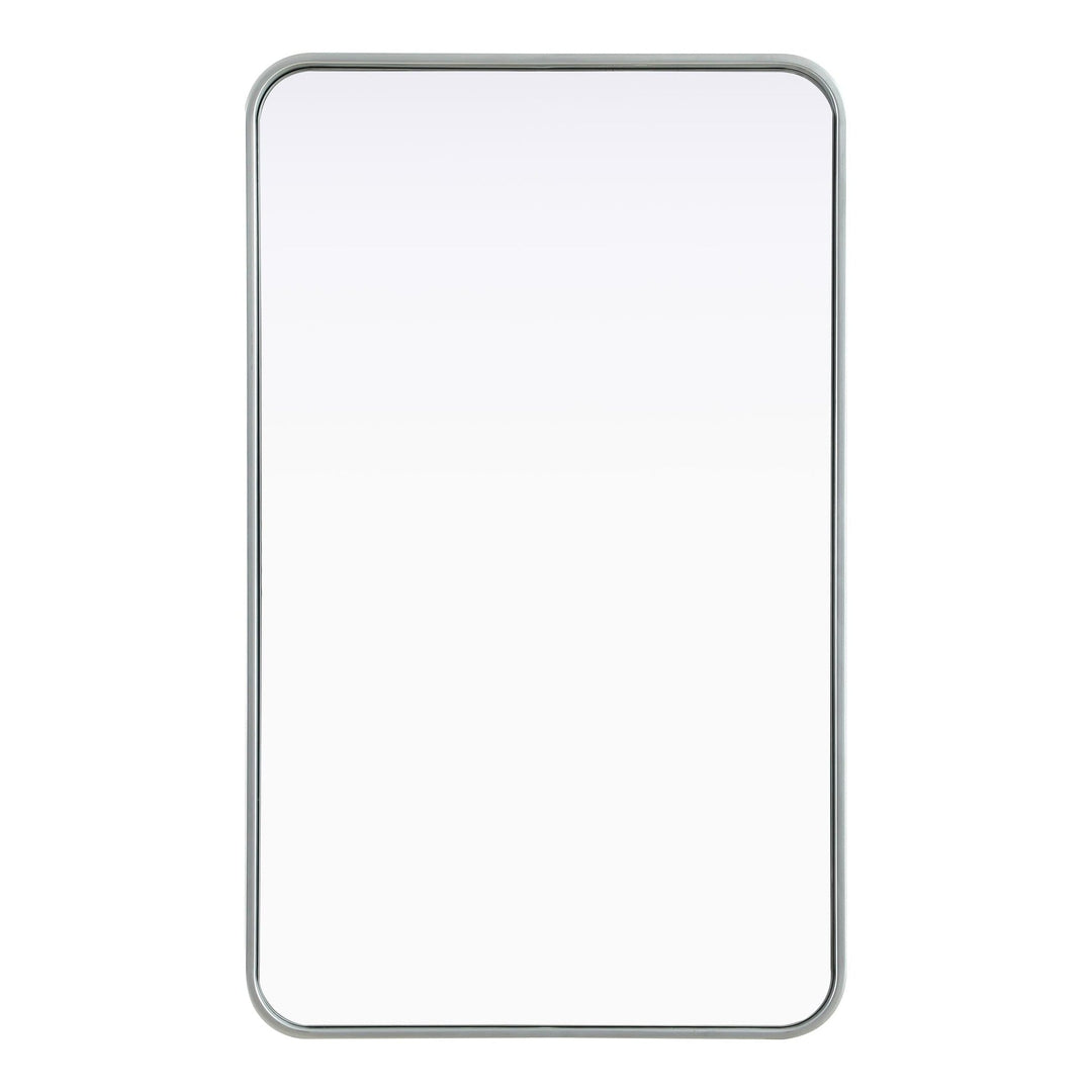 Rounded Corner Rectangle Mirror in Silver by Elegant