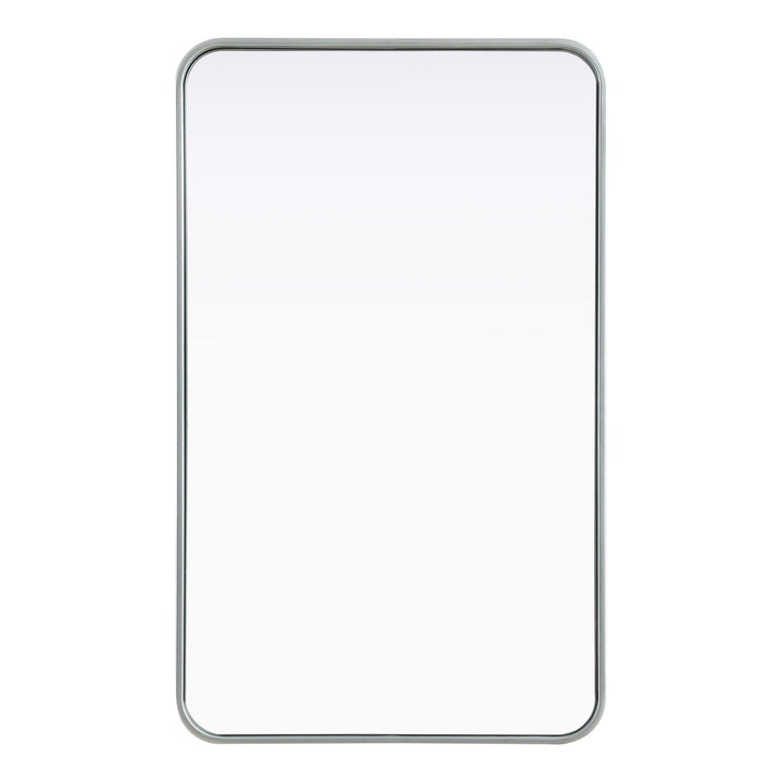Rounded Corner Rectangle Mirror in Silver by Elegant