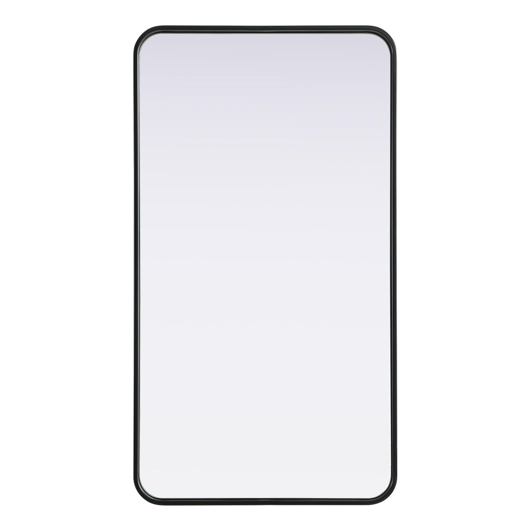 Rounded Corner Rectangle Mirror in Black by Elegant