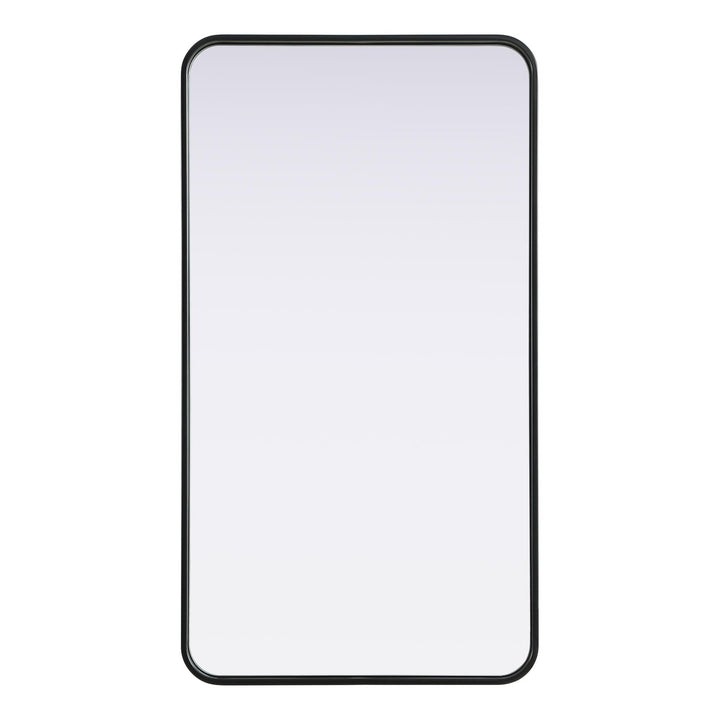 Rounded Corner Rectangle Mirror in Black by Elegant