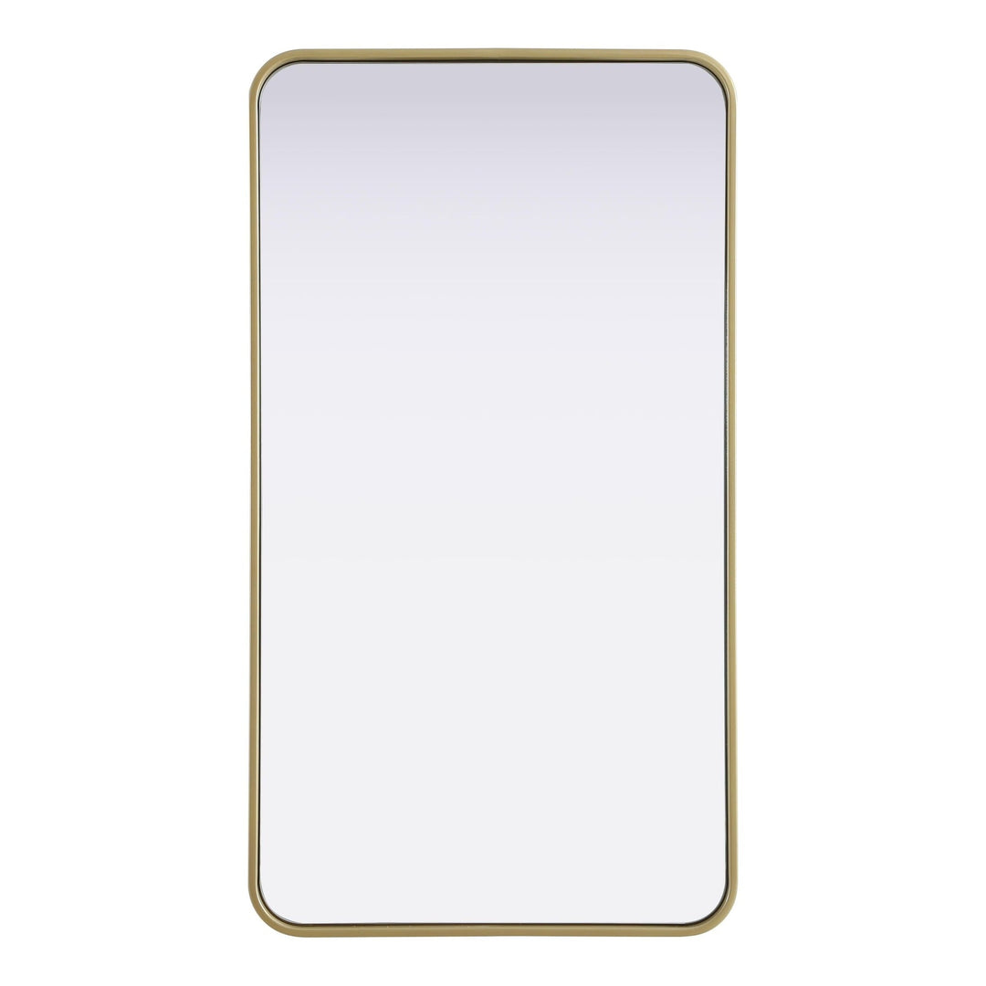 Rounded Corner Rectangle Mirror in Brass by Elegant