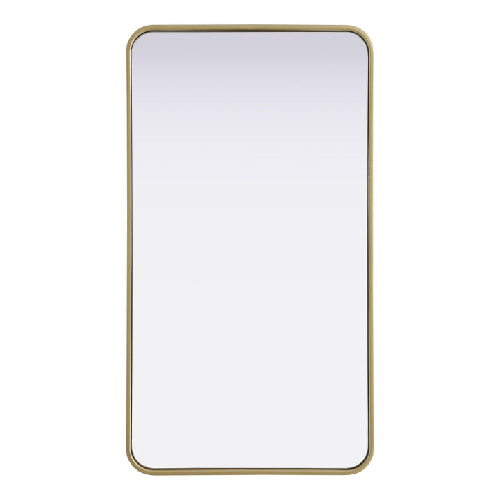 Rounded Corner Rectangle Mirror in Brass by Elegant