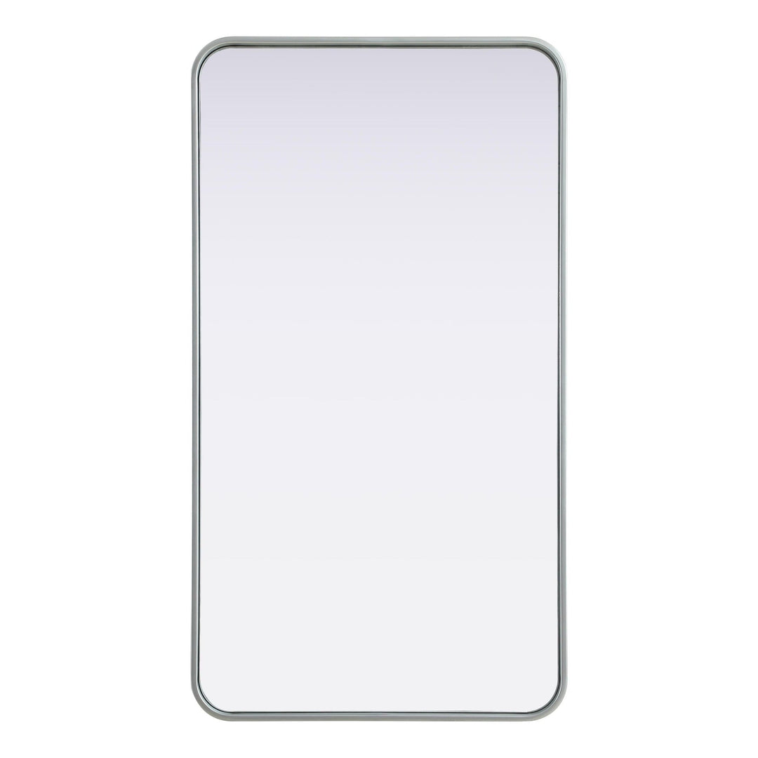 Rounded Corner Rectangle Mirror in Silver by Elegant