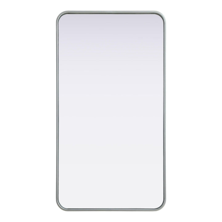 Rounded Corner Rectangle Mirror in Silver by Elegant