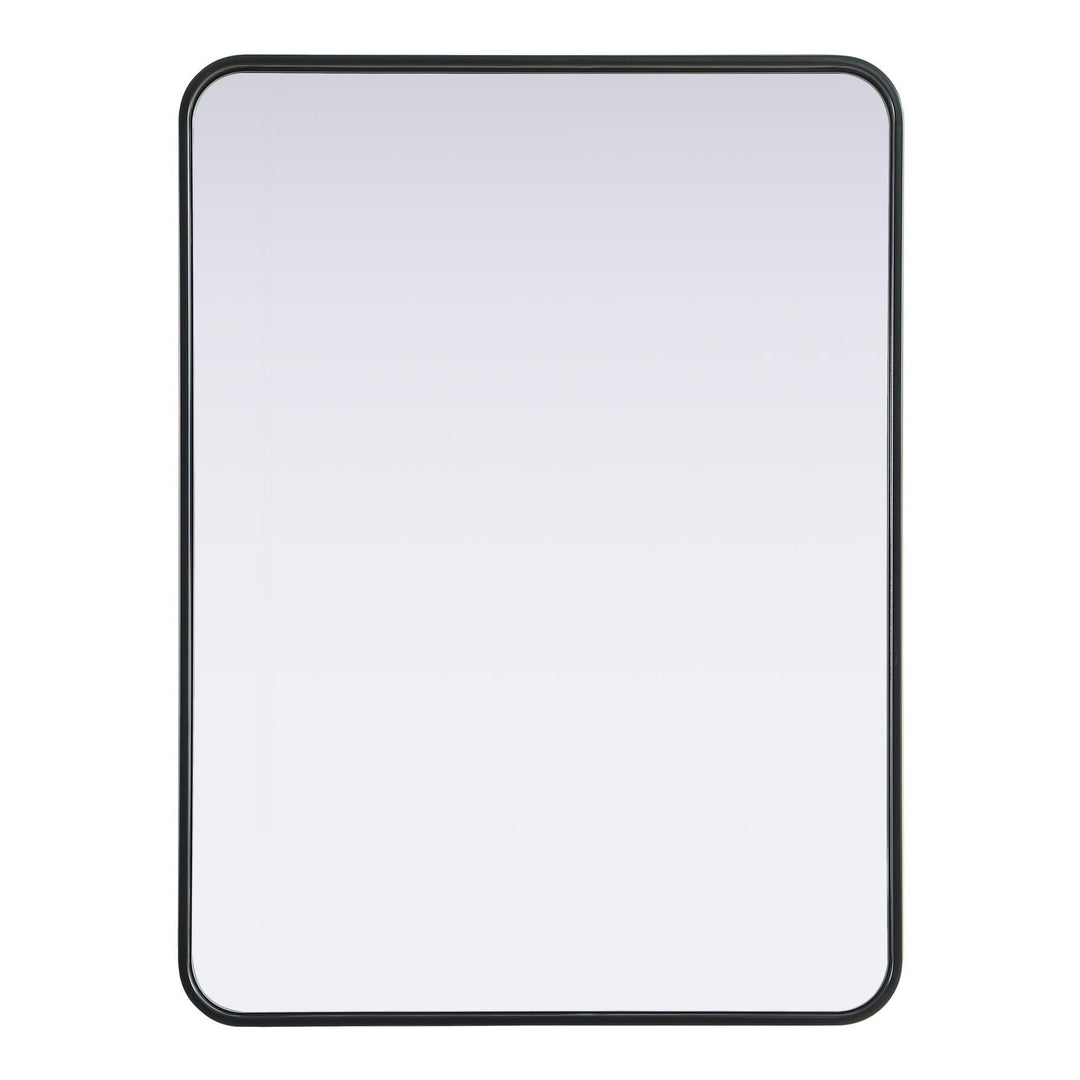 Rounded Corner Rectangle Mirror in Black by Elegant