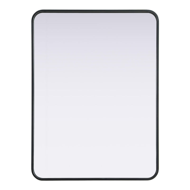 Rounded Corner Rectangle Mirror in Black by Elegant