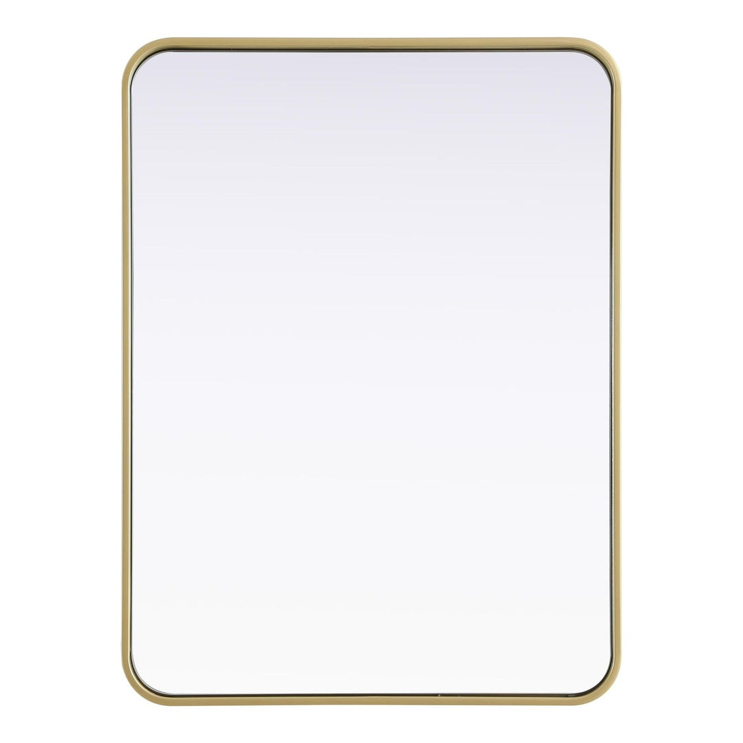 Rounded Corner Rectangle Mirror in Brass by Elegant