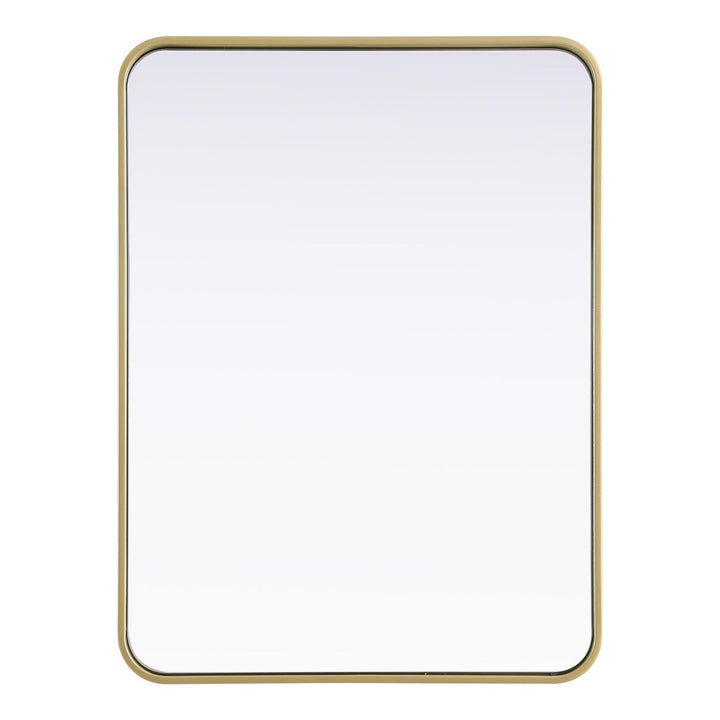 Rounded Corner Rectangle Mirror in Brass by Elegant