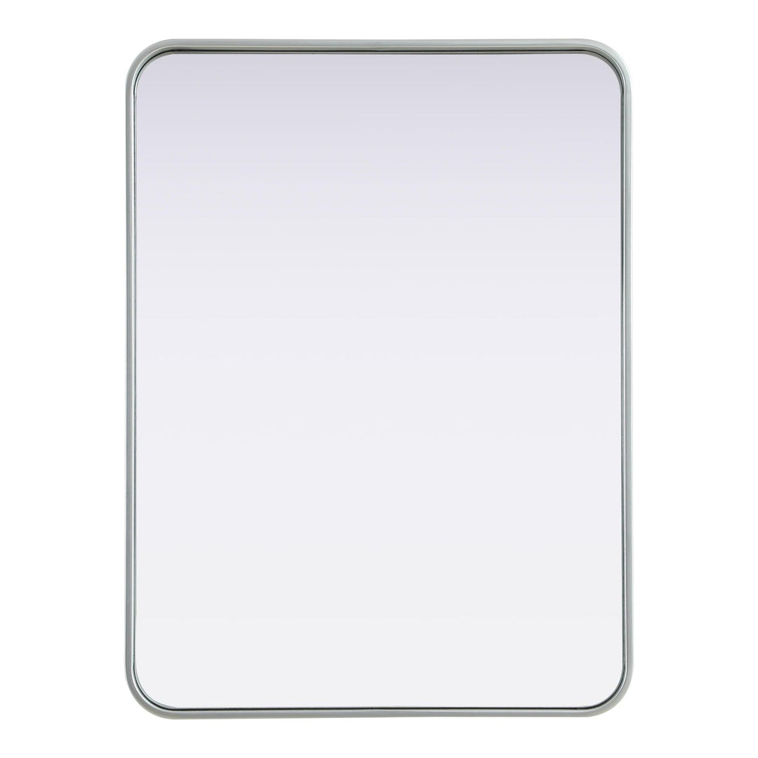 Rounded Corner Rectangle Mirror in Silver by Elegant