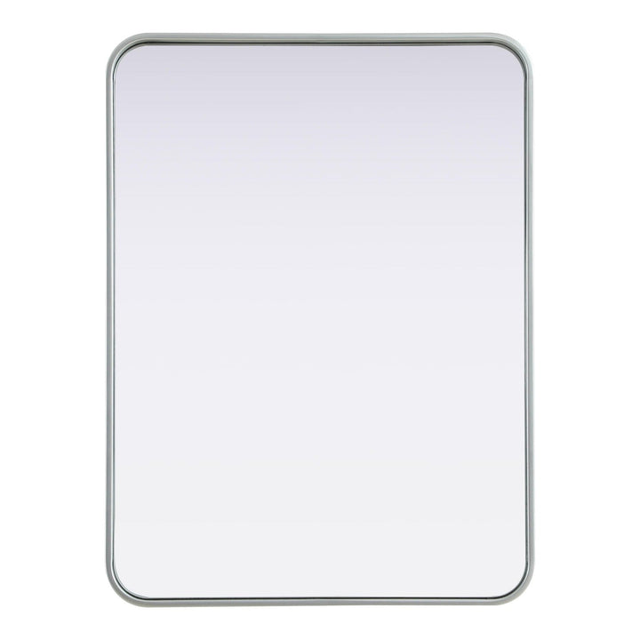 Rounded Corner Rectangle Mirror in Silver by Elegant