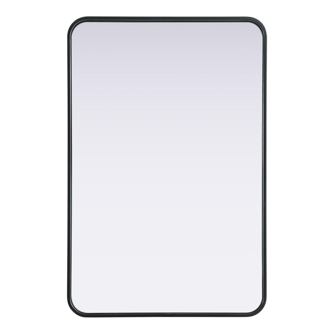 Rounded Corner Rectangle Mirror in Black by Elegant