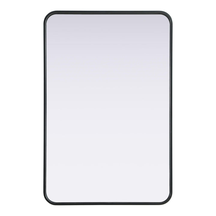 Rounded Corner Rectangle Mirror in Black by Elegant