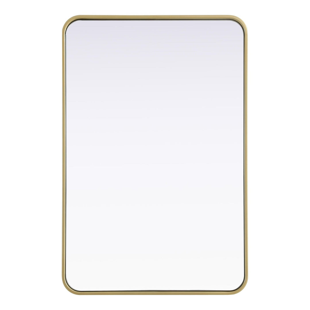 Rounded Corner Rectangle Mirror in Brass by Elegant