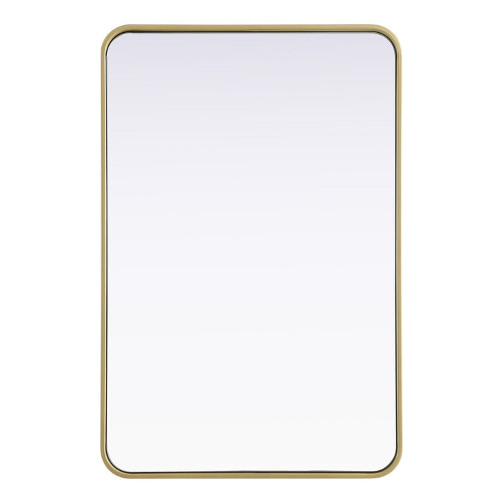 Rounded Corner Rectangle Mirror in Brass by Elegant