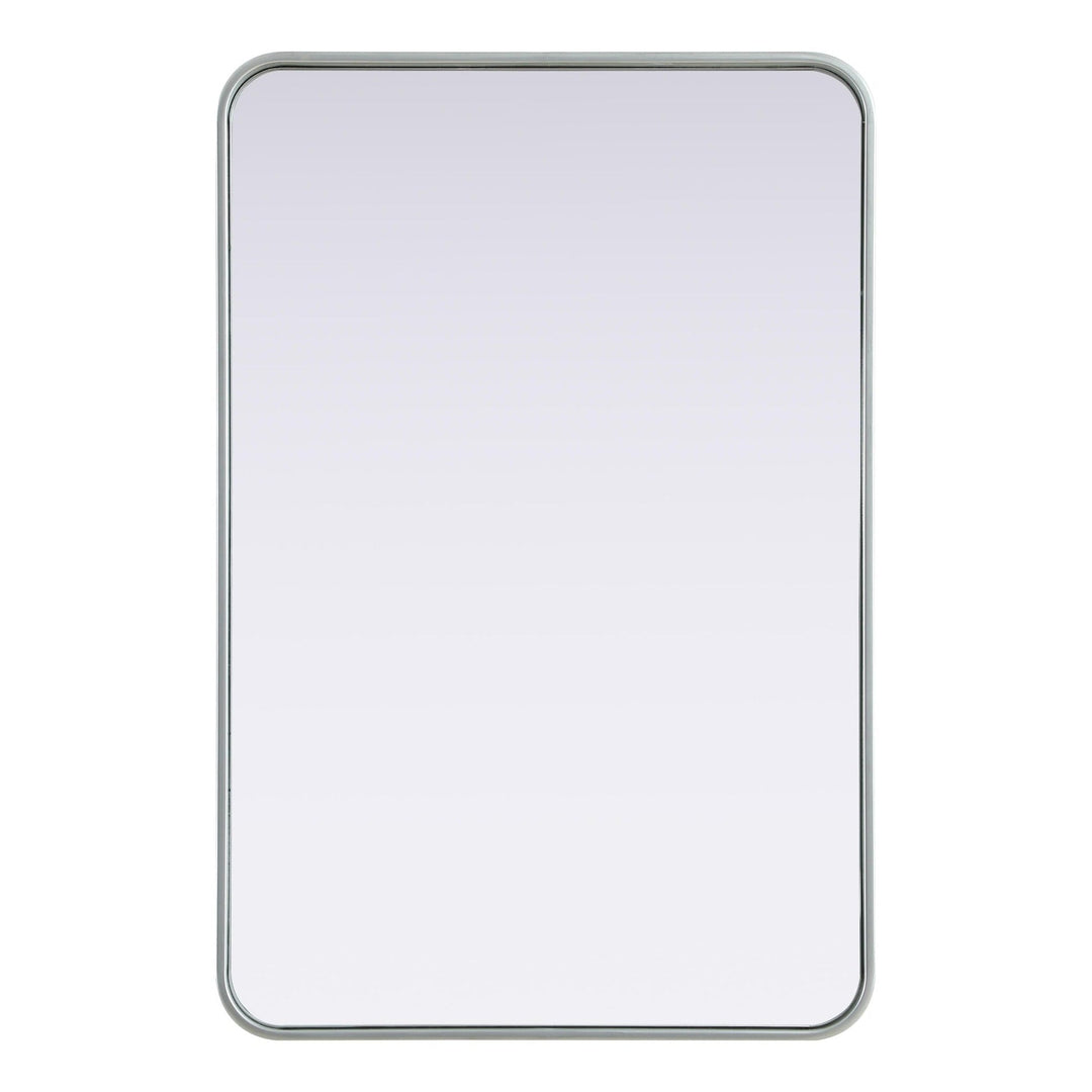 Rounded Corner Rectangle Mirror in Silver by Elegant