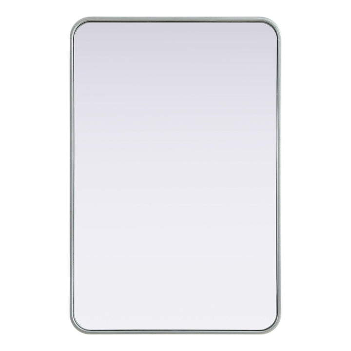 Rounded Corner Rectangle Mirror in Silver by Elegant